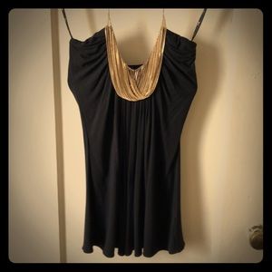 Sky Halter Top, Black w/Gold chain Sz XS